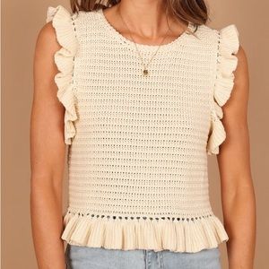 KATIA FRILL KNITTED TOP - CREAM
